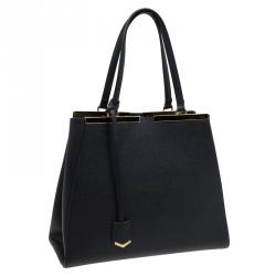 Pre Owned Fendi Black Saffiano Leather 2Jours Tote