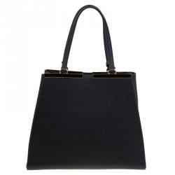 Pre Owned Fendi Black Saffiano Leather 2Jours Tote