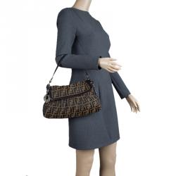Pre Owned Fendi Tobacco Zucca Canvas Small Chef Shoulder Bag