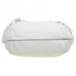 Pre Owned Fendi Off White Textured Leather Large Spy Hobo