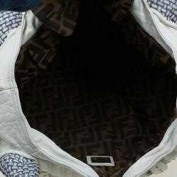 Pre Owned Fendi Off White Textured Leather Large Spy Hobo