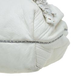 Pre Owned Fendi Off White Textured Leather Large Spy Hobo