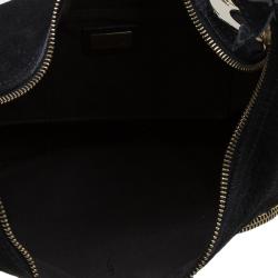 Pre Owned Fendi Black Leather Front Pocket Studded Hobo