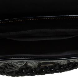 Pre Owned Fendi Black Bubble Patent Leather Trim B Bag