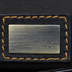 Pre Owned Fendi Black Bubble Patent Leather Trim B Bag