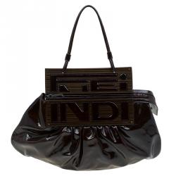 Fendi Tobacco Patent Leather To You Convertible Clutch Bag Fendi