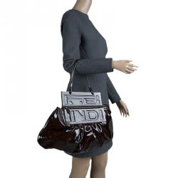 Fendi Tobacco Patent Leather To You Convertible Clutch Bag Fendi