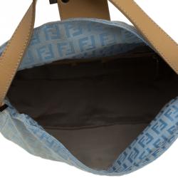 Fendi Metallic Blue Zucchino Canvas Baguette Shoulder Bag