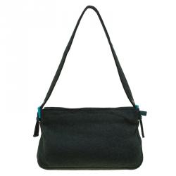 Fendi Dark Green Felt Baguette Shoulder Bag