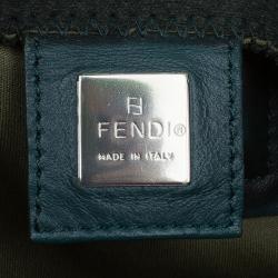 Fendi Dark Green Felt Baguette Shoulder Bag