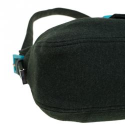 Fendi Dark Green Felt Baguette Shoulder Bag