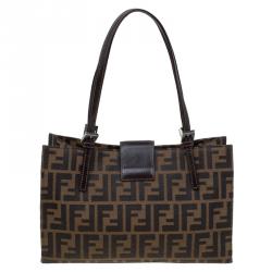 Pre Owned Fendi Tobacco Canvas Shoulder Tote