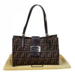 Pre Owned Fendi Tobacco Canvas Shoulder Tote