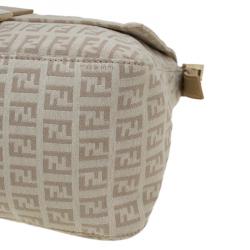 Pre Owned Fendi Beige Zucchino Canvas Mama Forever Shoulder Bag