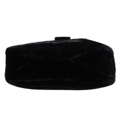 Pre Owned Fendi Black Velvet Long Baguette Shoulder Bag