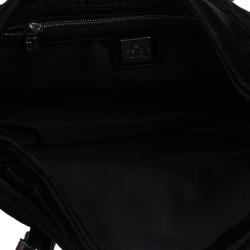 Pre Owned Fendi Black Velvet Long Baguette Shoulder Bag