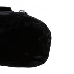 Pre Owned Fendi Black Velvet Long Baguette Shoulder Bag