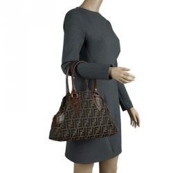 Pre Owned Fendi Brown Zucca Canvas Chef De Jour Bag