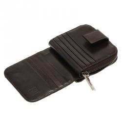 Pre Owned Fendi Tobacco Zucca Canvas Zip Around Compact Wallet