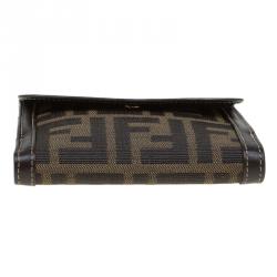 Pre Owned Fendi Brown Zucca Canvas and Leather Compact Wallet