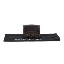 Pre Owned Fendi Brown Zucca Canvas and Leather Compact Wallet