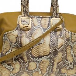 Pre Owned Fendi Yellow Honey Python Leather Large Chameleon Satchel