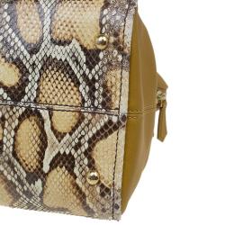Pre Owned Fendi Yellow Honey Python Leather Large Chameleon Satchel