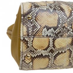 Pre Owned Fendi Yellow Honey Python Leather Large Chameleon Satchel