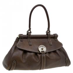 Pre Owned Fendi Brown Leather Medium Magic Satchel