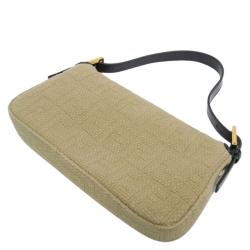 Fendi Beige Zucca Woven Canvas Baguette Bag