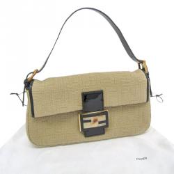 Fendi Beige Zucca Woven Canvas Baguette Bag
