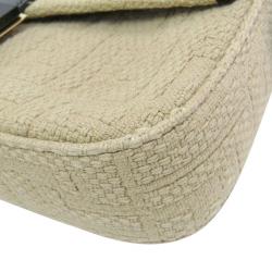 Fendi Beige Zucca Woven Canvas Baguette Bag