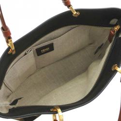 Pre Owned Fendi Tobacco/Black Pequin Stripe Canvas Tote