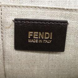 Pre Owned Fendi Tobacco/Black Pequin Stripe Canvas Tote