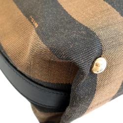 Pre Owned Fendi Tobacco/Black Pequin Stripe Canvas Tote