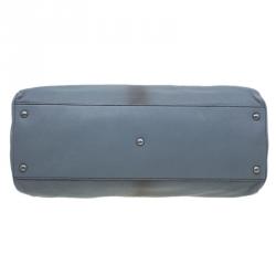 Pre Owned Fendi Grey Leather Python Lined Large Peekaboo Top Handle Bag