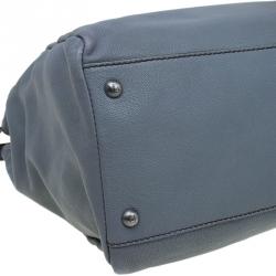 Pre Owned Fendi Grey Leather Python Lined Large Peekaboo Top Handle Bag