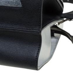 Pre Owned Fendi Black/Silver Textured Leather Small Color Block Demi Jour Shoulder Bag