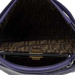Pre Owned Fendi Purple Leather Large Peekaboo Top Handle Bag