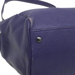 Pre Owned Fendi Purple Leather Large Peekaboo Top Handle Bag