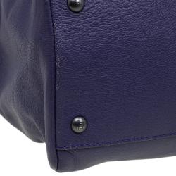 Pre Owned Fendi Purple Leather Large Peekaboo Top Handle Bag