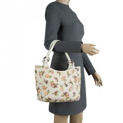Pre Owned Fendi Beige Zucca Rose Print Canvas Chef Shopper Tote
