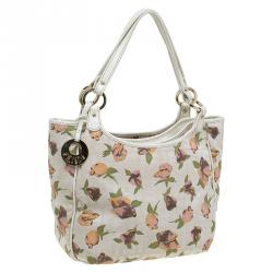 Pre Owned Fendi Beige Zucca Rose Print Canvas Chef Shopper Tote
