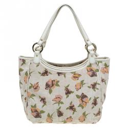 Pre Owned Fendi Beige Zucca Rose Print Canvas Chef Shopper Tote