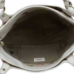 Pre Owned Fendi Beige Zucca Rose Print Canvas Chef Shopper Tote