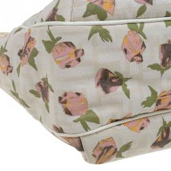 Pre Owned Fendi Beige Zucca Rose Print Canvas Chef Shopper Tote