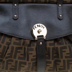 Pre Owned Fendi Tobacco Zucca Canvas and Leather Large Magic Bag