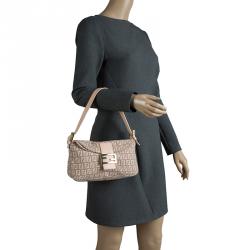 FENDI-Zucchino-Canvas-Leather-Hand-Bag-Black-Gray-Pink-8N0005