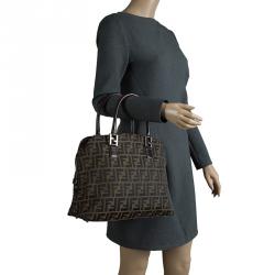 Pre Owned Fendi Tobacco Zucca Canvas Tote