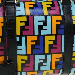Pre Owned Fendi Multicolor Zucca Coated Canvas Bauletto Boston Bag 